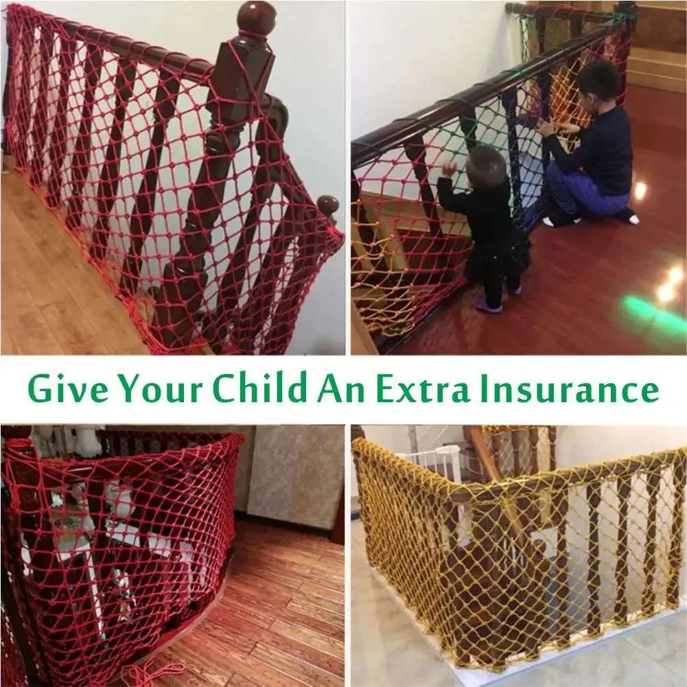 Colorful Child Safety Net Anti-fall Net Stairs Home Balcony Guardrail Kids Pet Safety Fence Net Nylon Rope Grid Protective Net