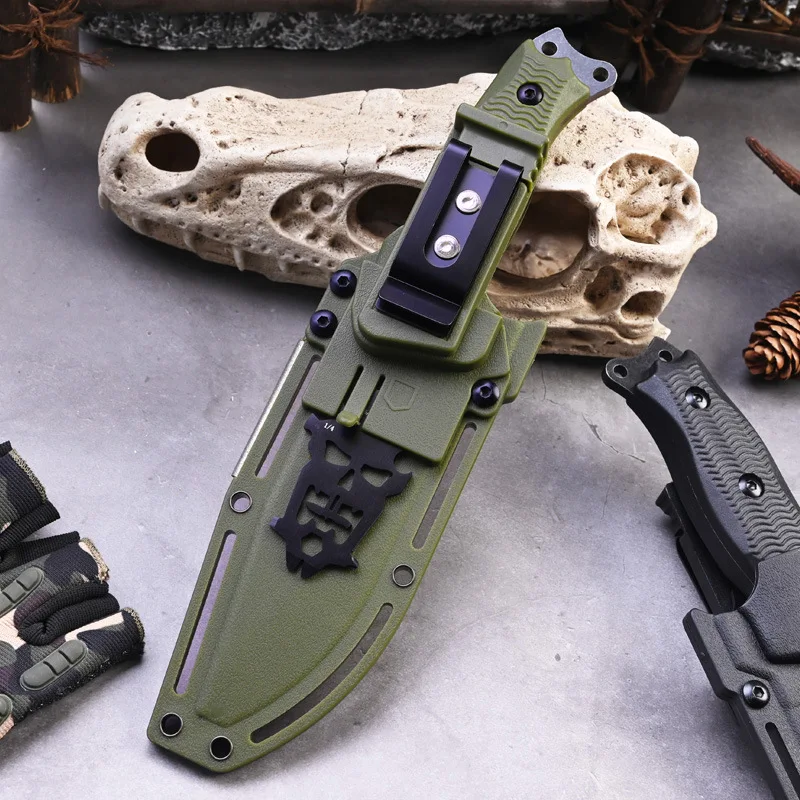 New Outdoor Tactical Knife Camping Multi-function Survival Mountaineering Outdoor Portable Straight Knife with Knife Sheath