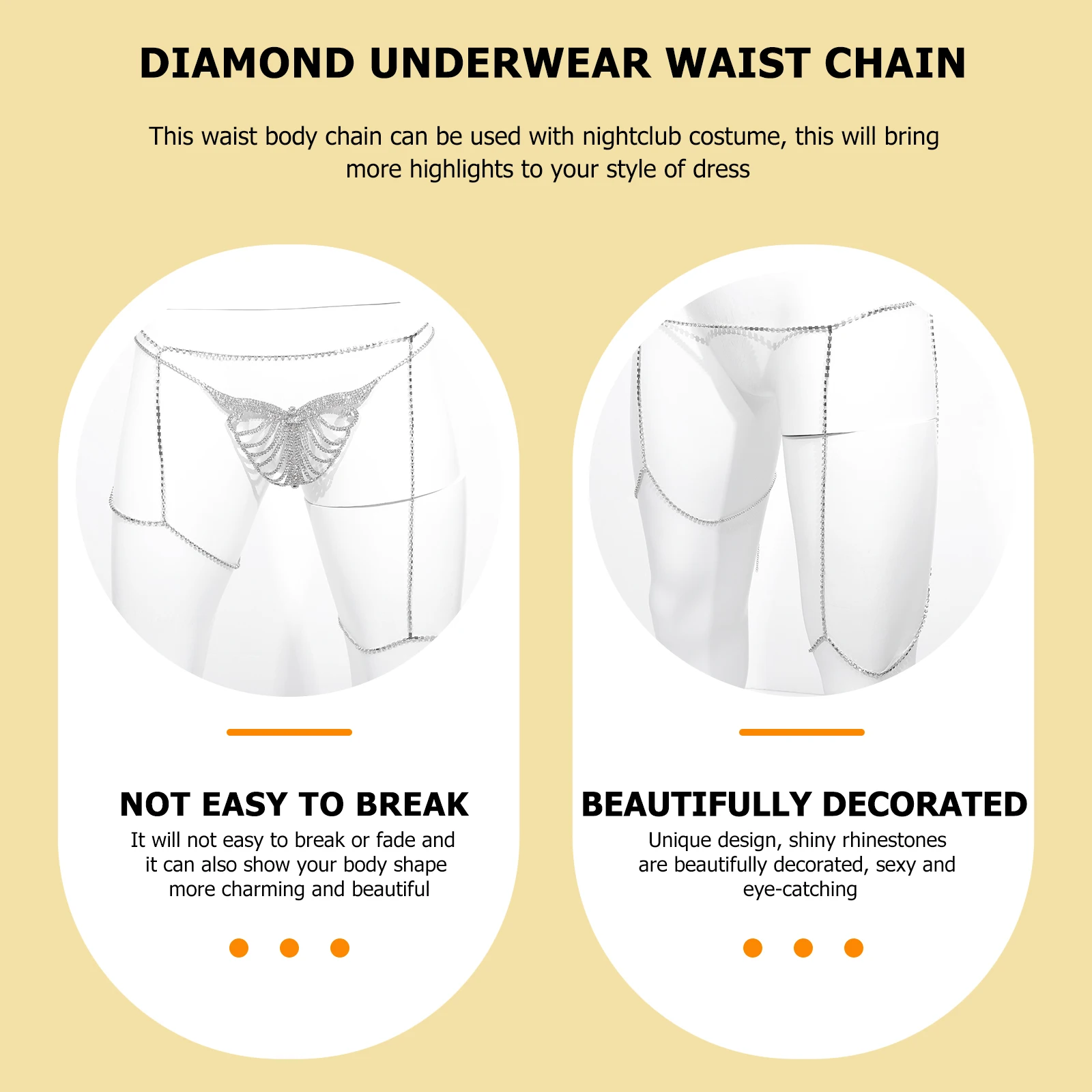 

2 Pcs Waist Chain Panties Set Body for Women Adjust Belly Chains Jewelry Jewellery Rhinestone Copper Miss