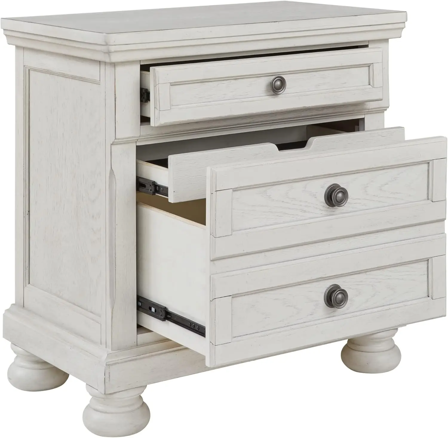 ออกแบบโดย Ashley Robbinsdale Traditional 2 Drawer Night Stand, สีขาว