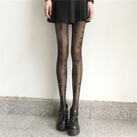 Kawaii Women's Stocking Sexy Japanese Printing Tights Ultra Thin Summer Sunscreen Leggings Black Ins Lolita Letter Pantyhose