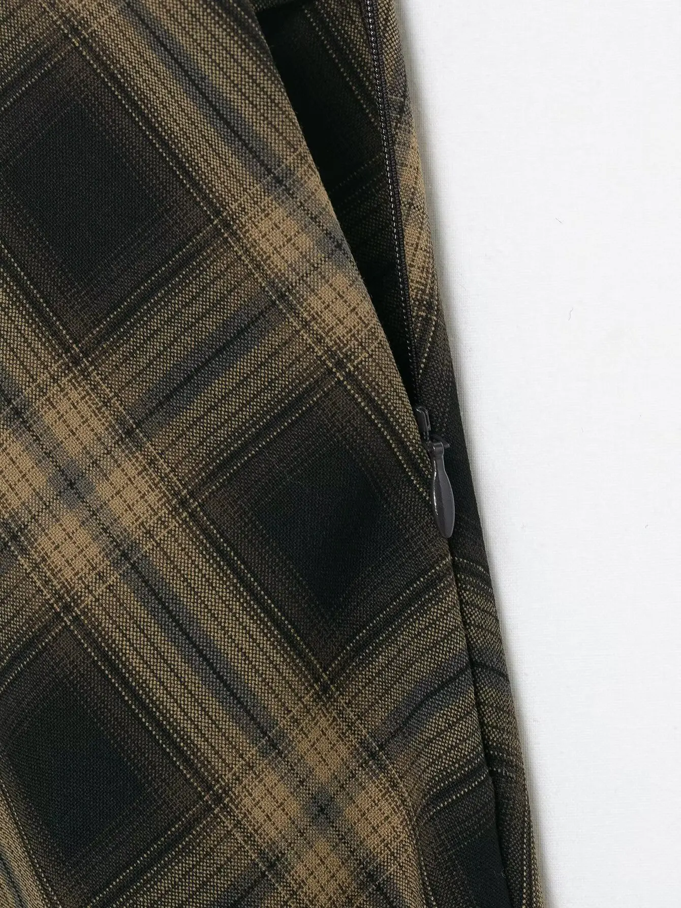 Frühling Neuheit Karierter Rock mit Spitzenbesatz Asymmetrischer Saum Damen Eleganter A-Linien-Rock mit Reißverschluss Midi-Röcke Vintage Party-Röcke 2026 Neu – Detail 9