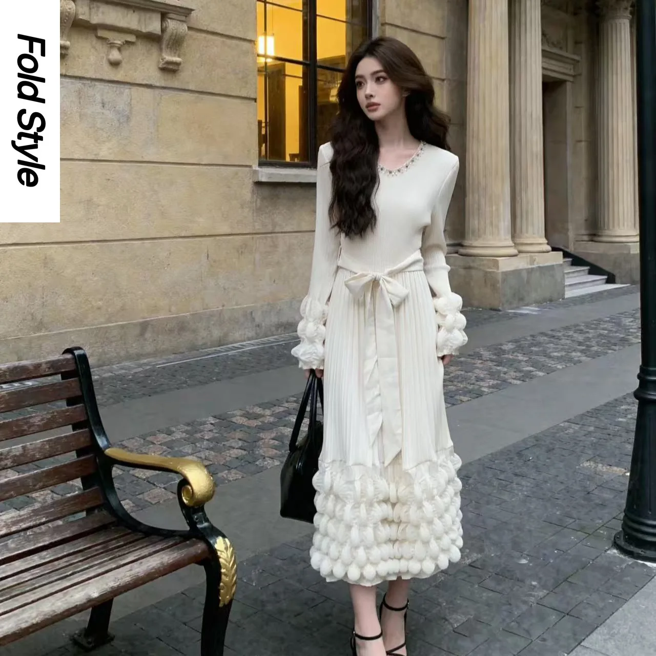 

Плиссированное платье Miyake с эффектом пузырьков, нишевый дизайн в стиле Heavy Industry, весна 2026, женская мода, женское платье