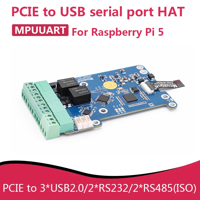 Mpuart pcie para porta serial usb para raspberry pi 5, pcie para 3 x usb2.0/2 x rs232/2 x rs485 (iso), novo