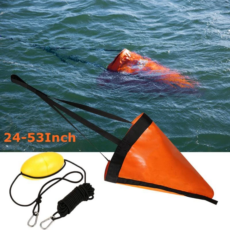 24/32/42/53'' Sea Drogue Anchor Float Marine Kayak Drift Rowing Boat Fishing Brake Lifeboat Anchor Yacht Traction Rope Buoy Ball