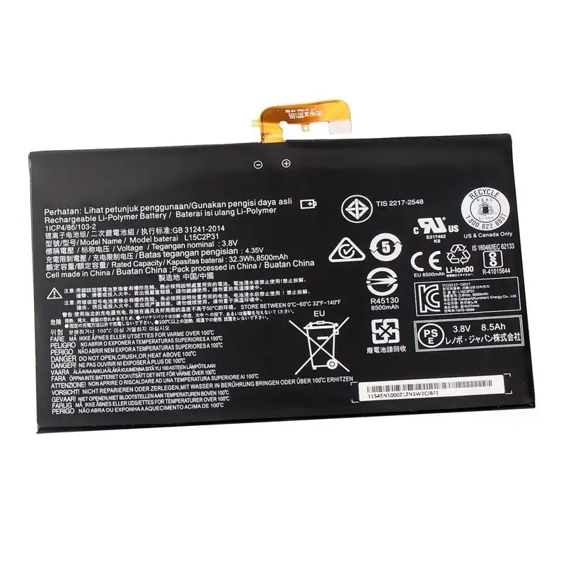 

L15C2P31 Laptop Battery for Lenovo Yoga Book YB1-X91F YB1-X91L YB1-X91X YB1-X90F YB1-X90L Series Tablet 3.8V 32.3Wh/8500mAh