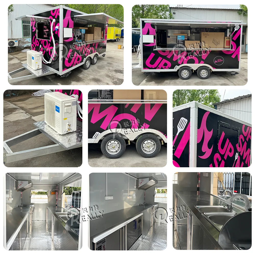 Gerobak Pizza Truk Makanan Dapur Bergerak Dapur Bbq Ponsel Restoran Makanan Cepat Saji Taco Hot Dog Bir Bar Konsesi Trailer Makanan