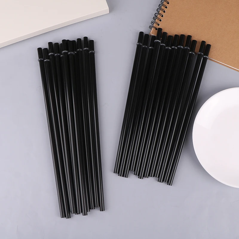 12Pcs 23/27CM Long Hard Plastic Straws With 1 Straw Brush Reusable Black Straws Tumbler Replacement Straws Cup Accessories