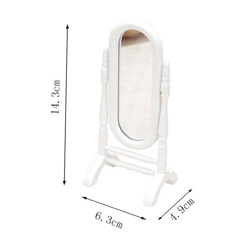 1/12 Scale Doll House Miniature Fitting Mirror Miniature Wooden Floor Mirror Reversible Mirror Decoration Dollhouse