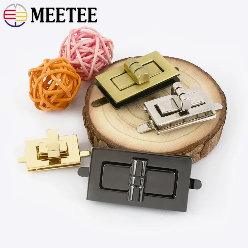 2/5Sets Meetee Metal Twist Turn Lock for Bags Snap Clasp Purse Latch Buckle Closure Locks Handbag Parts DIY Handmade Accessories