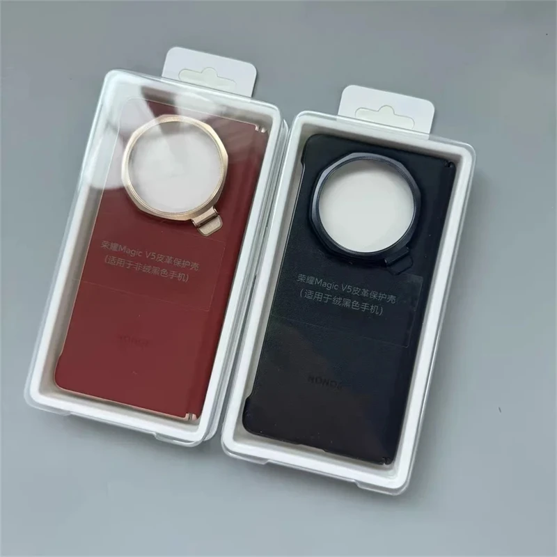 حافظة لهاتف Honor Magic V5 5G غطاء هاتف جلدي فاخر لهاتف Magic V5 حماية كاملة رفيعة مضادة للصدمات مع مسند