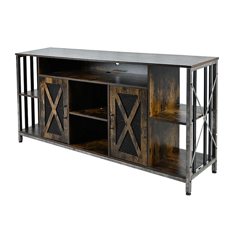 Three-layer retro TV cabinet Guest bedroom storage cabinet Household TV cabinet