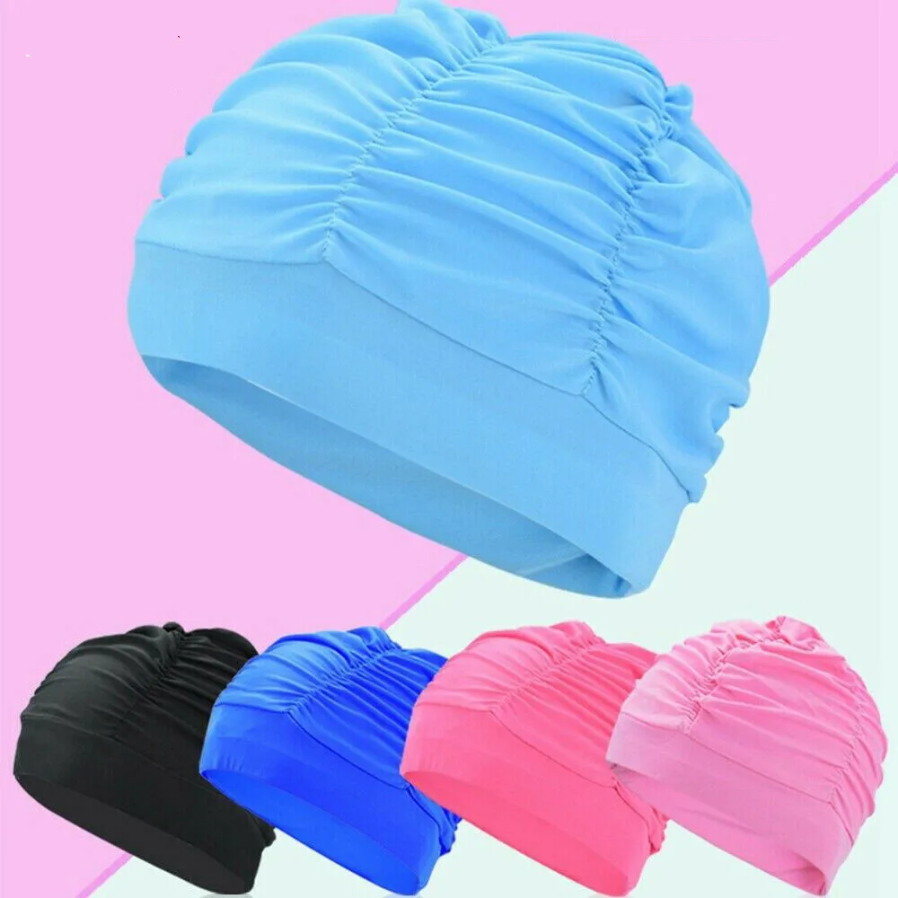 

Swimming Hat Women Unisex Girls Long Hair Bathing Cap Swimming Cap Stretch Drape Free Size Swim Pool Sport Elastic Nylon Turban