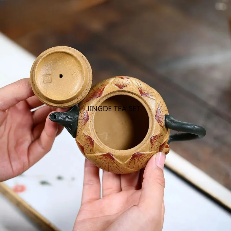 Yixing bule de argila roxa seção de minério original lama chinês artesanal sapo lótus beleza bule de chá