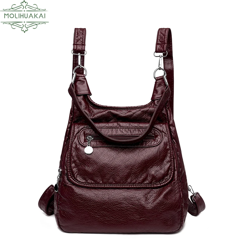 Sac A Dos Multifunction Women Backpack Casual Travel Shoulder Bag High Capacity Soft leather backpack For Girls Rucksack Mochila