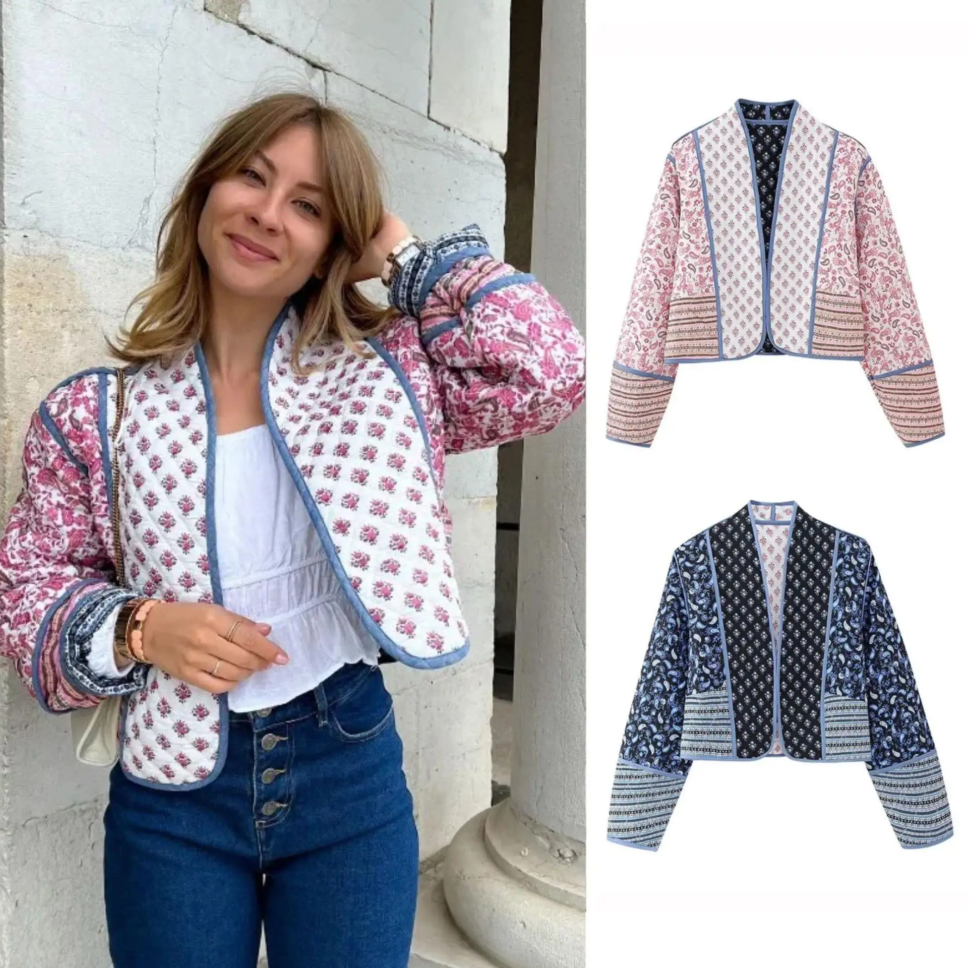 

Faionable двустороннее хлопковое длинное пальто с принтом Jaet, уличная одежда, трансграничное женское пальто, весенний сезон