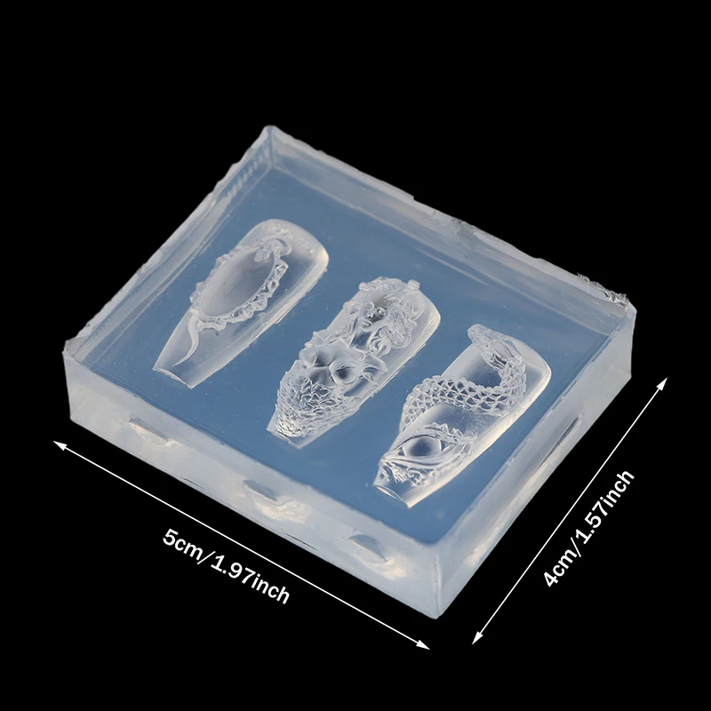 1/4 Uds. Molde 3D de serpiente para uñas de niña, molde para tallar de silicona, serpiente, decoración de uñas DIY, arte, belleza de uñas, encanto, molde de silicona para uñas