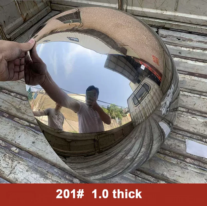 1-10Pcs 201 1.0 Stainless Steel Hollow Hemispherical Mirror Polished Half Ball Dia 19-300mm Decorative Dome Cap Tube End Cover