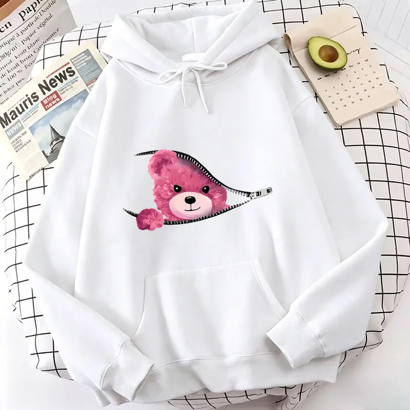 Cartoon Bear Print Hoodies Trendy Streetwear Casual Hoodies Sweatshirts Men Women Tops 90s Y2k Hoodie Sweatshirt