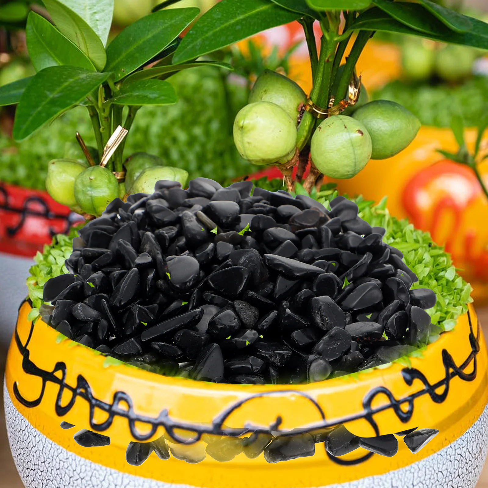 

Obsidian Gravel Decorative Rocks for Fish Tank L scaping Stones Smooth Surface Non Polluting Durable Aquarium
