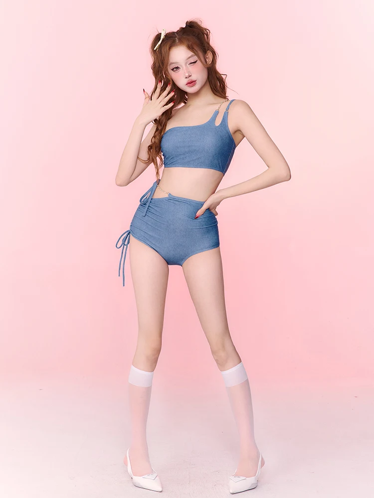 

2024 Winter Denim e Bikini Swimming Suit Women's Sexy Holiday Sle Hot Spring Swimming Costume Swimsuit