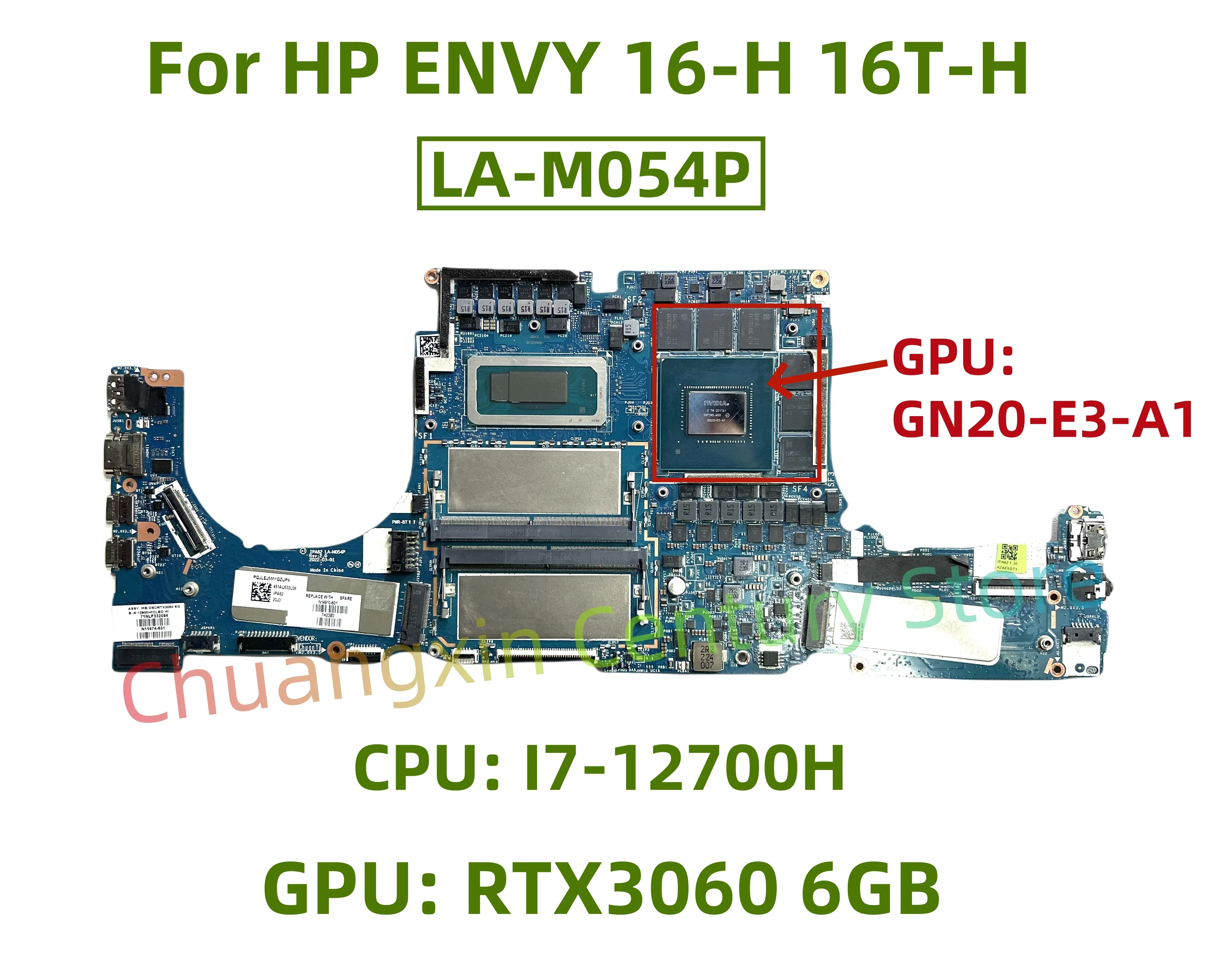 

LA-M054P motherboard for HP ENVY 16-H 16T-H Laptop with CPU: I7-12700H GPU: RTX3060 6GB 100% test ok shipment