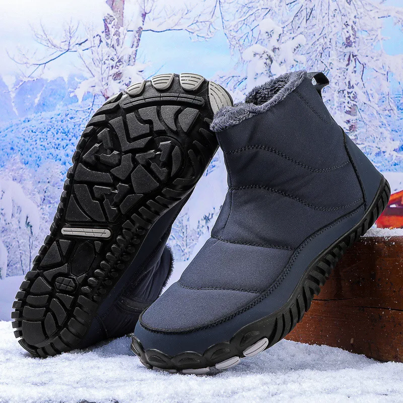 

Winter Warm Men’s Snow Boots Plus Size 35-47 Fur Outdoor Boots Women Non Slip Zip High Top Shoes Men Ankle boots botas masculino