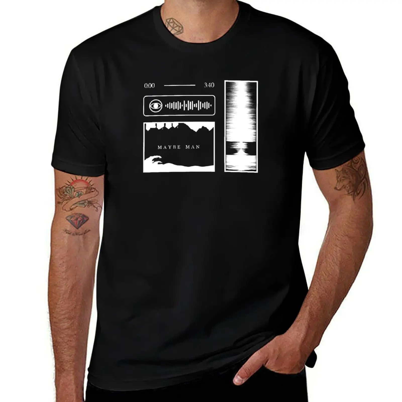 Футболка Maybe Man Audio Graphics (W/Spotify Code) с графикой, бутиковая одежда на день Святого Валентина, аниме, возвышенная мужская одежда