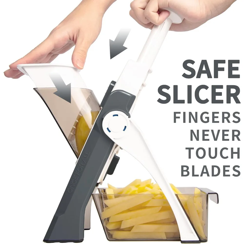 Safe Mandoline Slicer Kitchen, Vegetable & Food Cutter Slice Adjustable, Potato Slicer Veggie Chopper, Strips Julienne Dicer