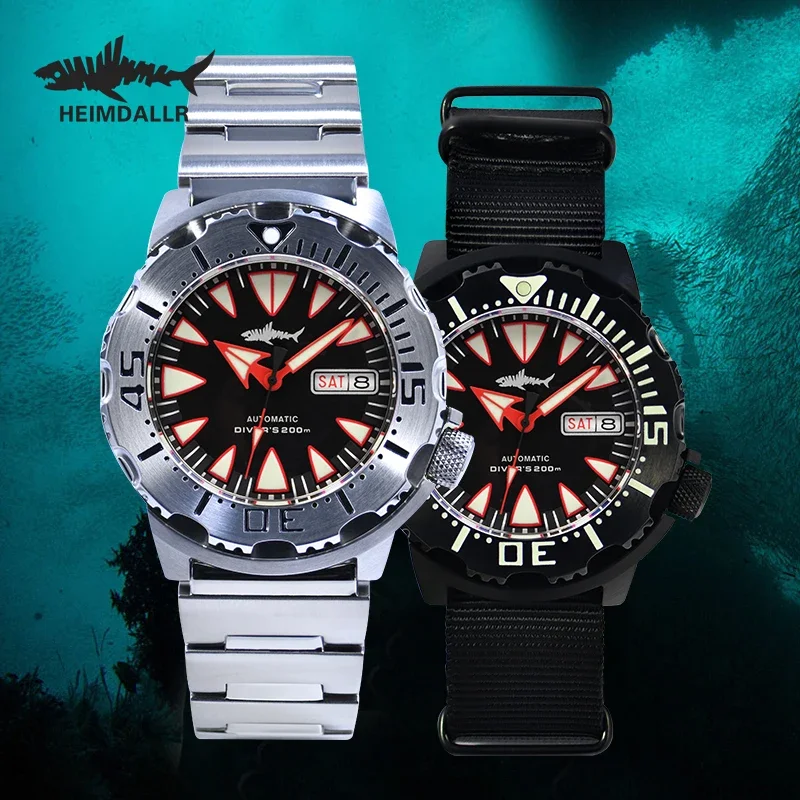 Heimdallr V2 Monster Man Watch PVD Black NH36 Automatic Mechanical 20Bar Dive Watches C3 Luminous Stainless Steel Men Wristwatch