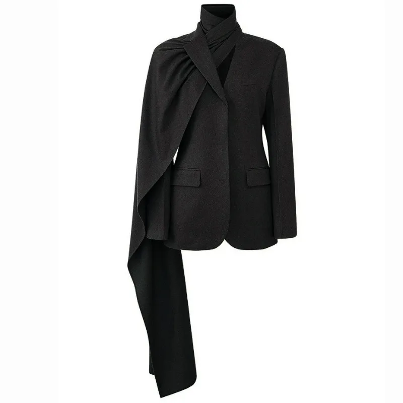Atmospheric scarf piercing personalized cut DIY blazer, female