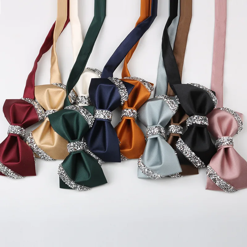 

Мужской однотонный винно-красный липкий бриллиант для свадьбы жениха, хозяина банкета, атласного банта TIE