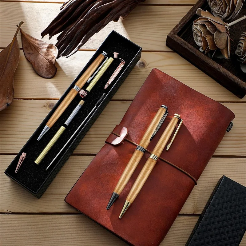 YLS-7Mm 트림라인 트위스트 펜 8Pcs 슬림라인 트위스트 펜 키트, 목재 터닝 공예품 용 교체 선반 터닝 용품 포함