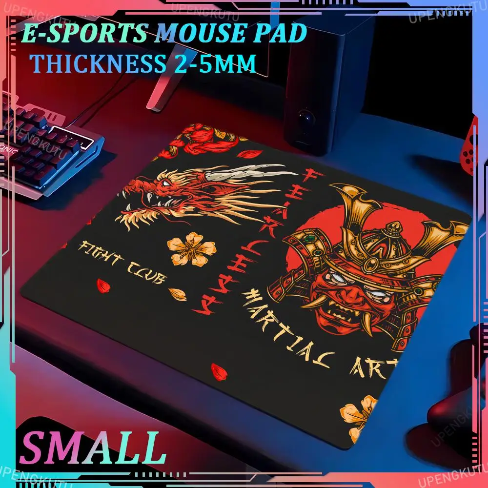 Samurai Mask Small XS Mouse Pad Red Game Accessories E-sports Computer Pad High Quality Rubber HD Desk mat Lock Edge Mouse Pad