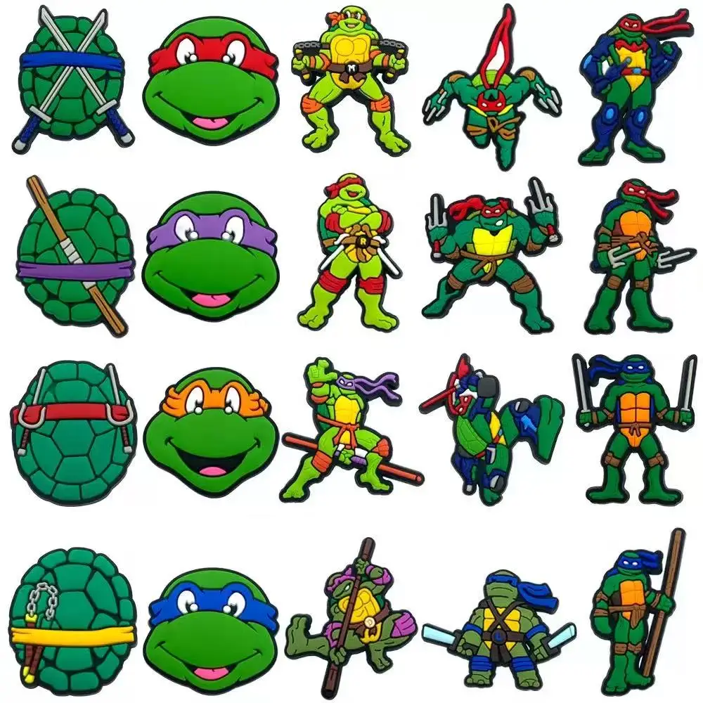 16-100pcs Cute Animal Warrior Shoe Decorations, Colorful Turtle Pattern Shoe Charms, Sandal Clog DIY Accessories Gift