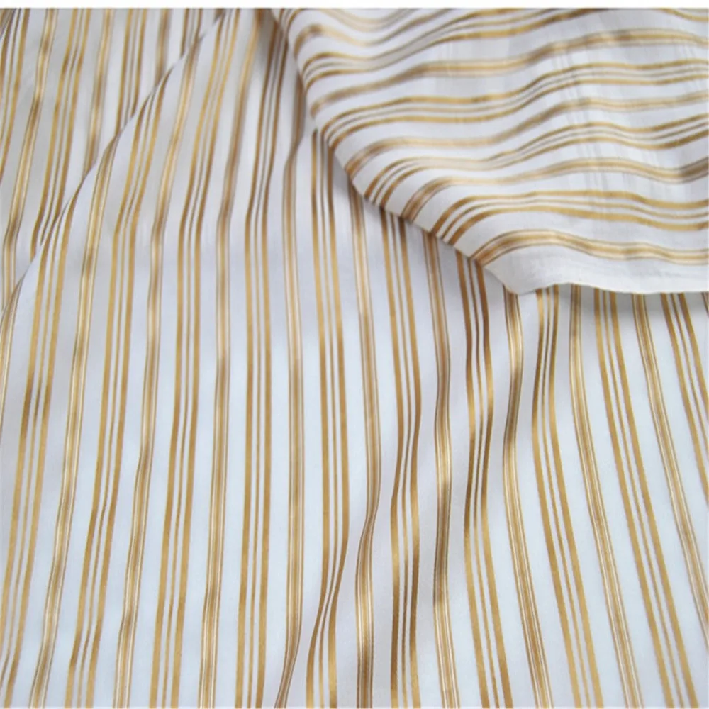 Wonderful Original Silk Metallic Fabric Lurex Stripe Gold Shiny Elegant Vintage Soft for Men Women Pants Saree Cloth Shawl