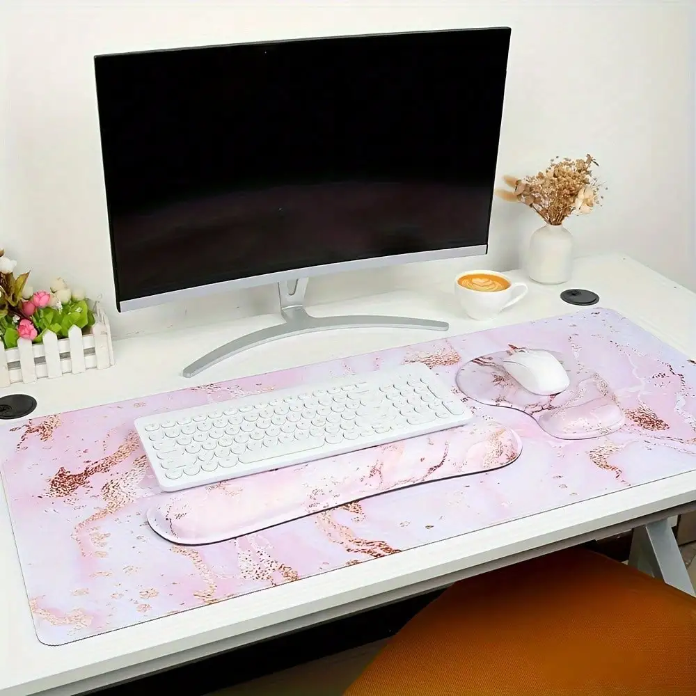 ISETTA 1pcs - Extend Mouse Pad - Ergonomic Keyboard Wrist Rest And Mouse Pad - With Wrist Support - Coaster Set - Non-Slip Base Comfortable Mousepad - For