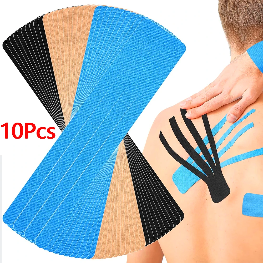 10PC Kinesiology Tape Pro Athletic Sports,Waterproof Breathable Athletic Elastic Kneepad Muscles &Joints Pain Relief Knee Taping