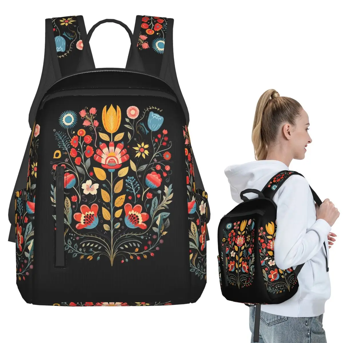 

Polish Folk Flowers Print Poland Floral Backpack Student BookBag Kids School Bag Computer Shoulder Bags Men Women