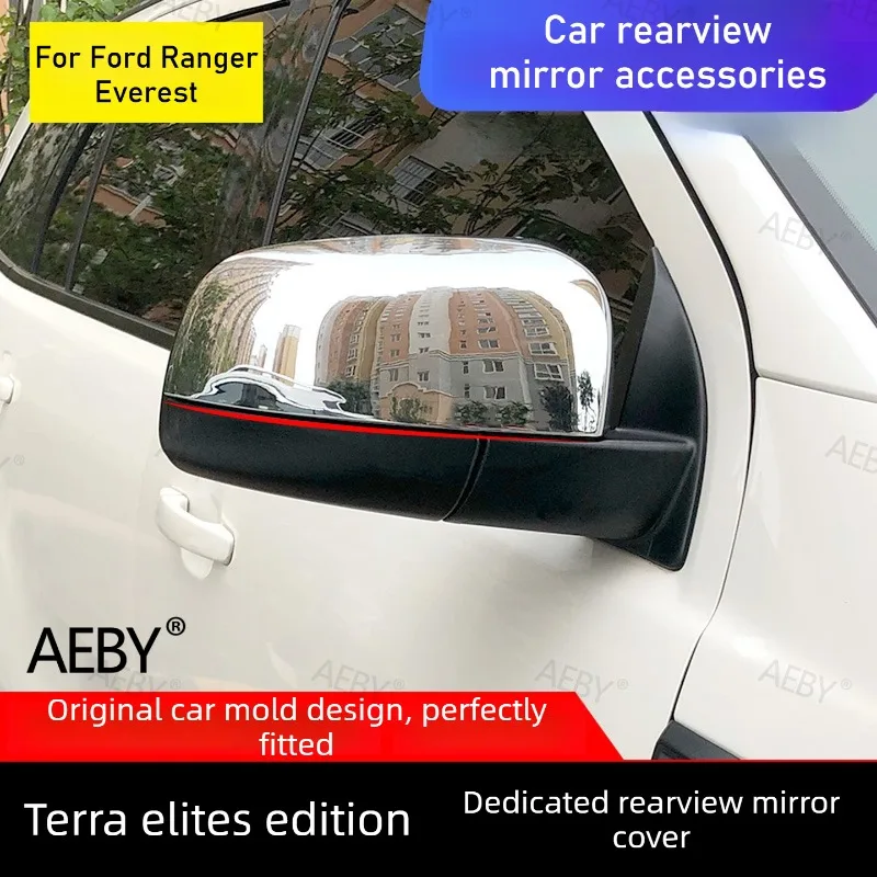 AEBY For Ford Ranger Everest 2015-2021 rearview mirror cover,Full anti-scratch cover hides scratches,Chrome mirror caps