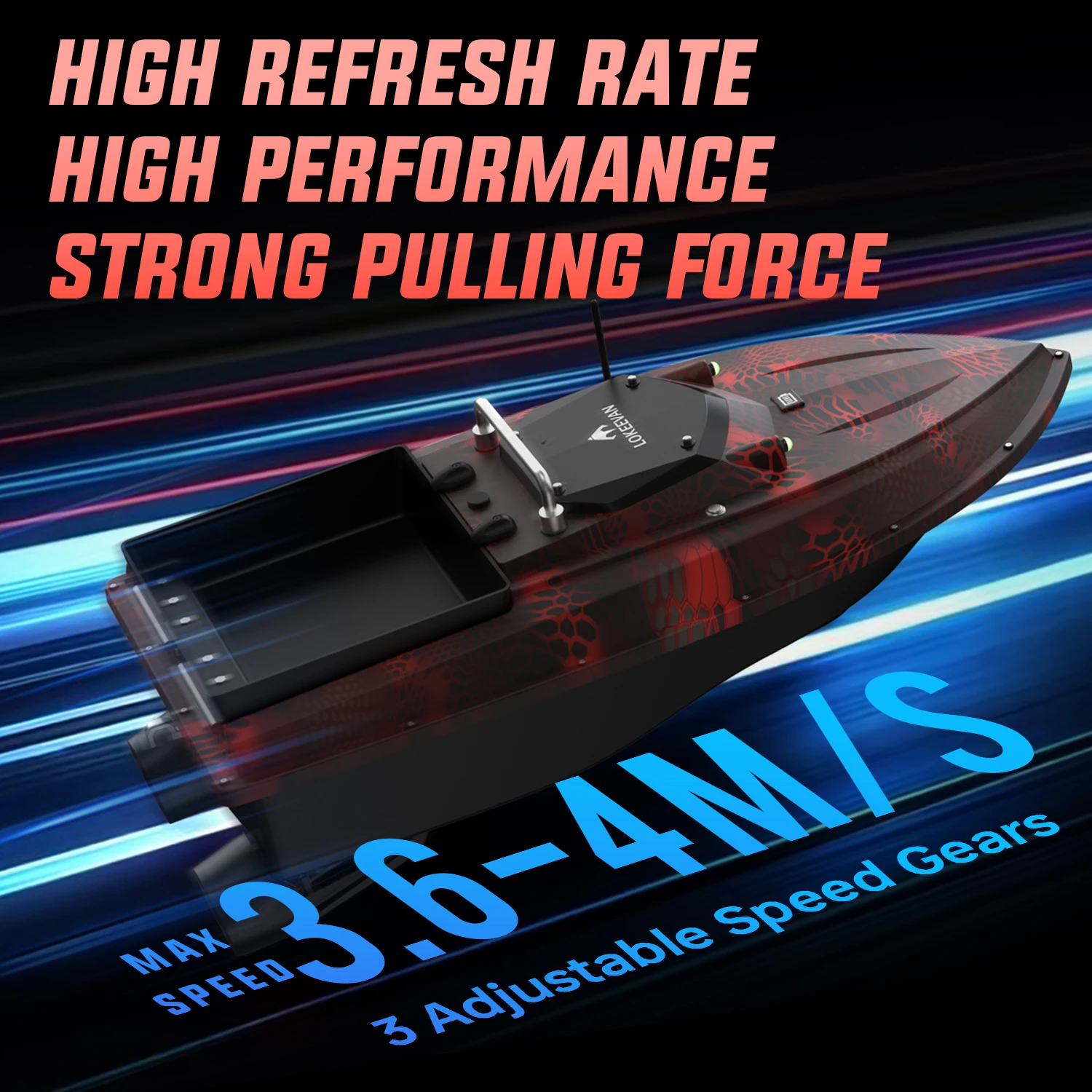 Angelköderboot mit Sonar, Temperatur-/Tiefenmesser, Schnellboot-Typ, 46800 mAh, GPS+Beidou Dual-Positionierungssystem, 4m/s, 3kg Traglast, 500m Fernbedienung, Automatische Rückkehr, Karpfenangel-Boot