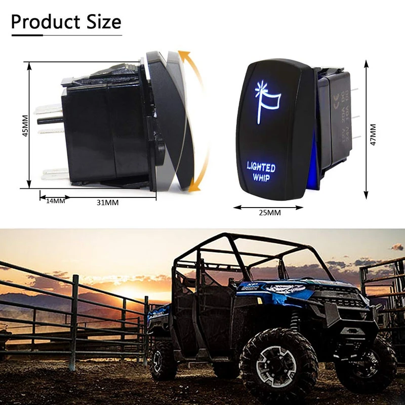 Rocker Switch LED Light Bar Sasquatch Lights Lighted Whip Switch For ATV Can-AM Maverick X3 Polaris Ranger RZR Boat SUV