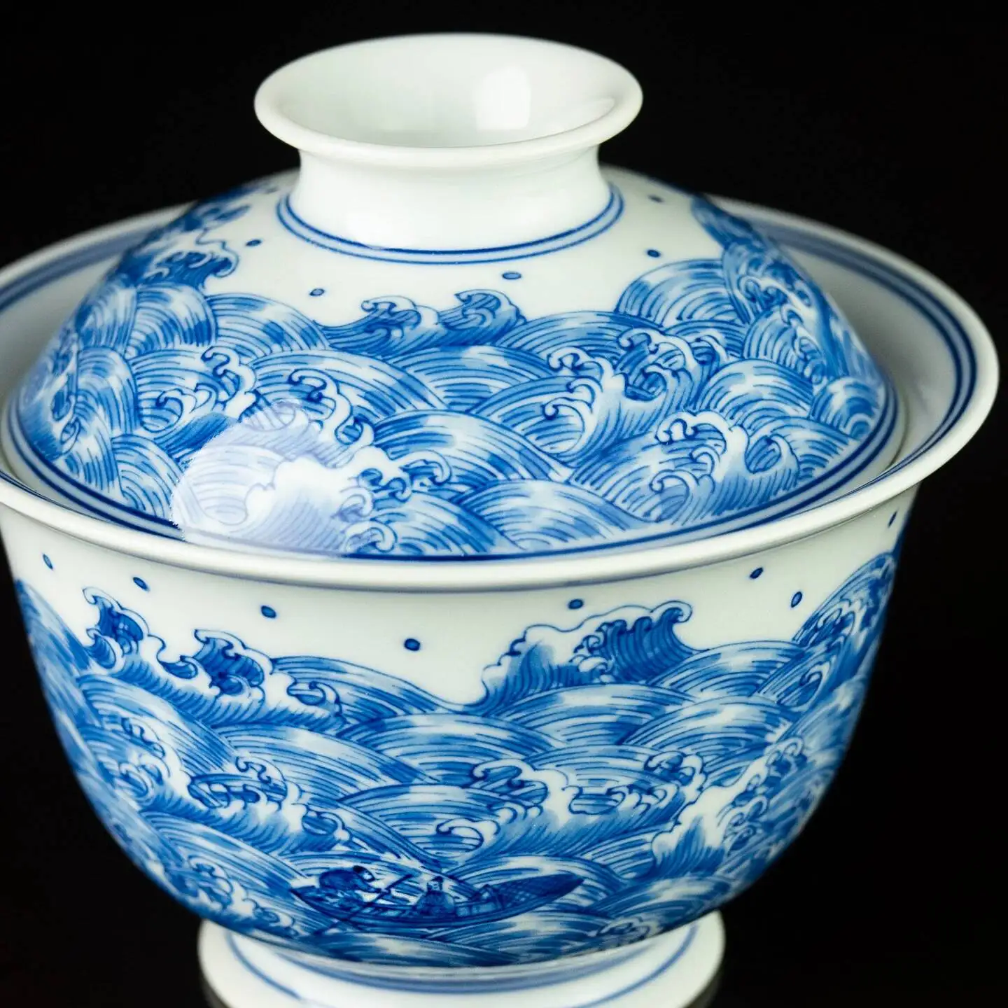 Hand-Painted Blue And White Porcelain Work Of Art By Shengshan, Titled 