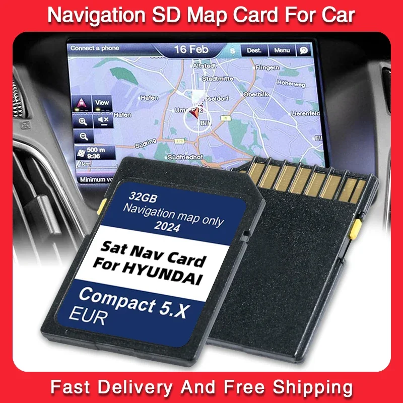 

32GB Sat Nav GEN5 Navigation Maps EU UK Update 2024 SD Memory Card for Hyundai Compact 5.X i10/i20/i30/i40/Kona/Santa/Tucson