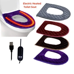 Bathroom Heated Toilet Seat Cover Plush Padded Toilet Seat Cover With Zipper for Home Use Soft Thicker Warmer Washable Reusable