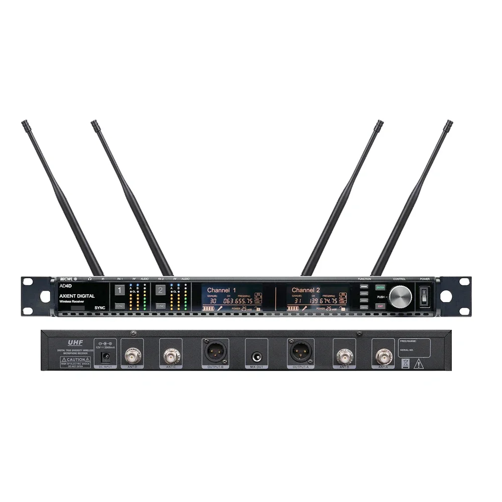 プロフェッショナルWCM16ブラックカーディオイドヘッドセットボーカルAD4DワイヤレスマイクシステムUHFデュアルチャンネルトゥルーダイバーシティ