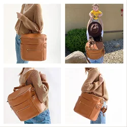 2022 neue Mode Mama Tasche Pu Leder Windel Rucksack Tasche mit Ändern Pad Baby Organizer Baby Windel Tasche Mumie Papa Rucksack