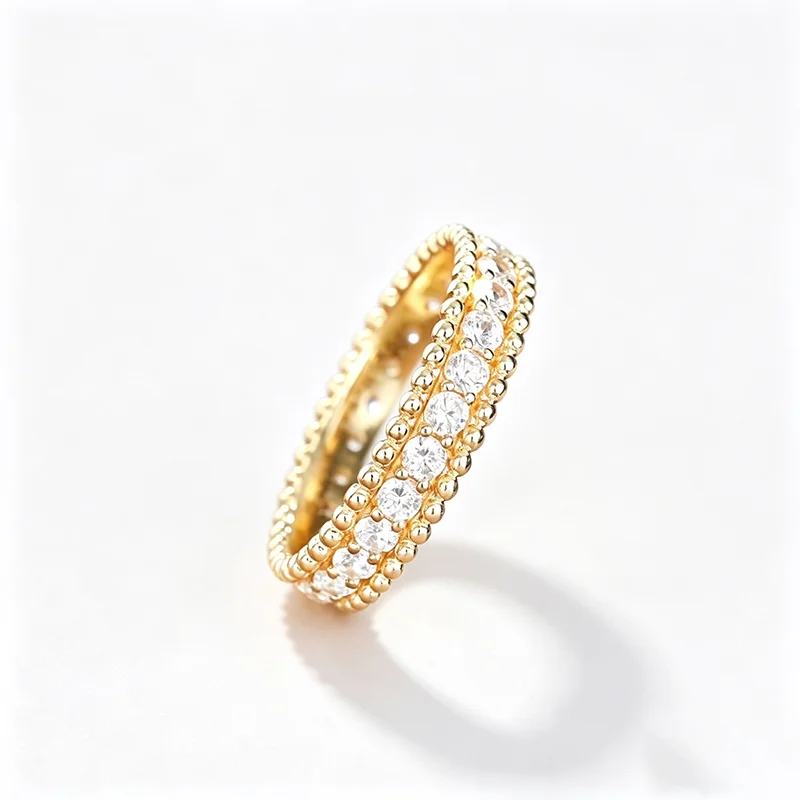 CAOSHI Exquisite Cubic Zirconia Eternity Band Rings for Women Sparkling Round CZ Stackable Wedding Engagement Finger Jewelry