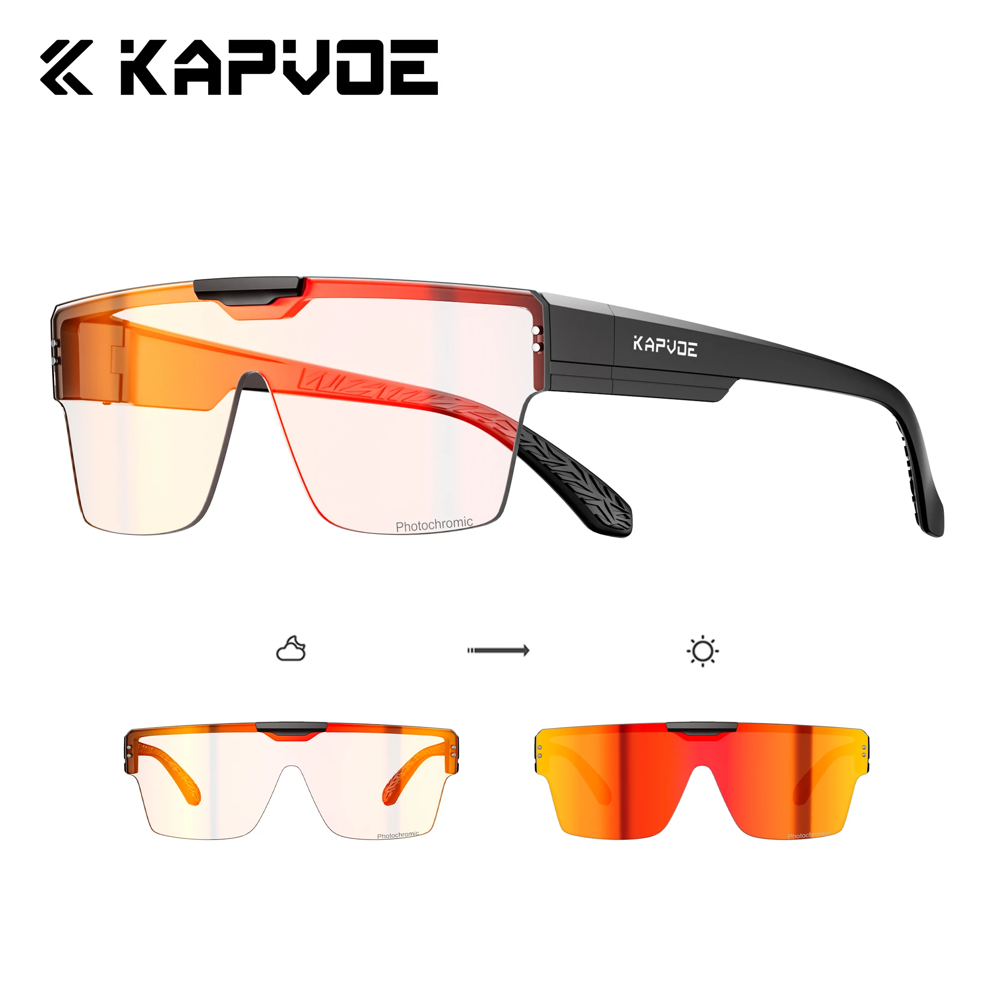 

Солнцезащитные очки KAPVOE для велоспорта и туризма, фотохромные, для мужчин и женщин, подходят для рыбалки, с защитой UV400, увеличенные, для вождения, 2026