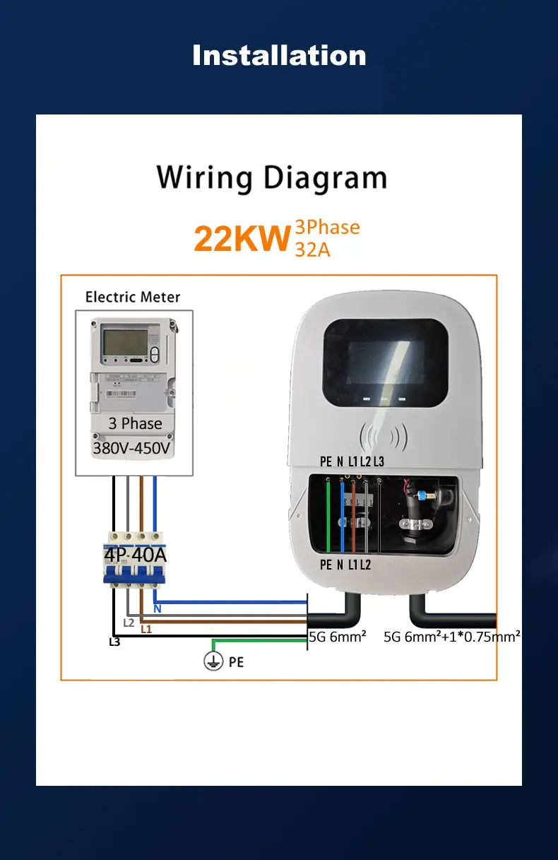 JIGU 32A 7,6 KW GBT Elektrische Fahrzeug Auto Ladegerät WiFi EVSE Wallbox 11KW 22KW GB/T Ladestation Kabel APP Steuerung EV Ladegerät – Detail 17